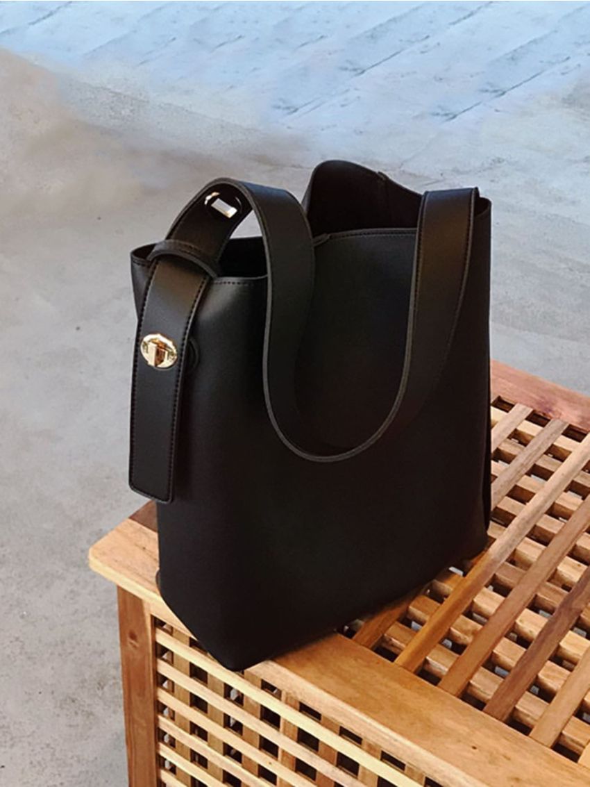 Minimalist Metal Detail Bucket Bag
