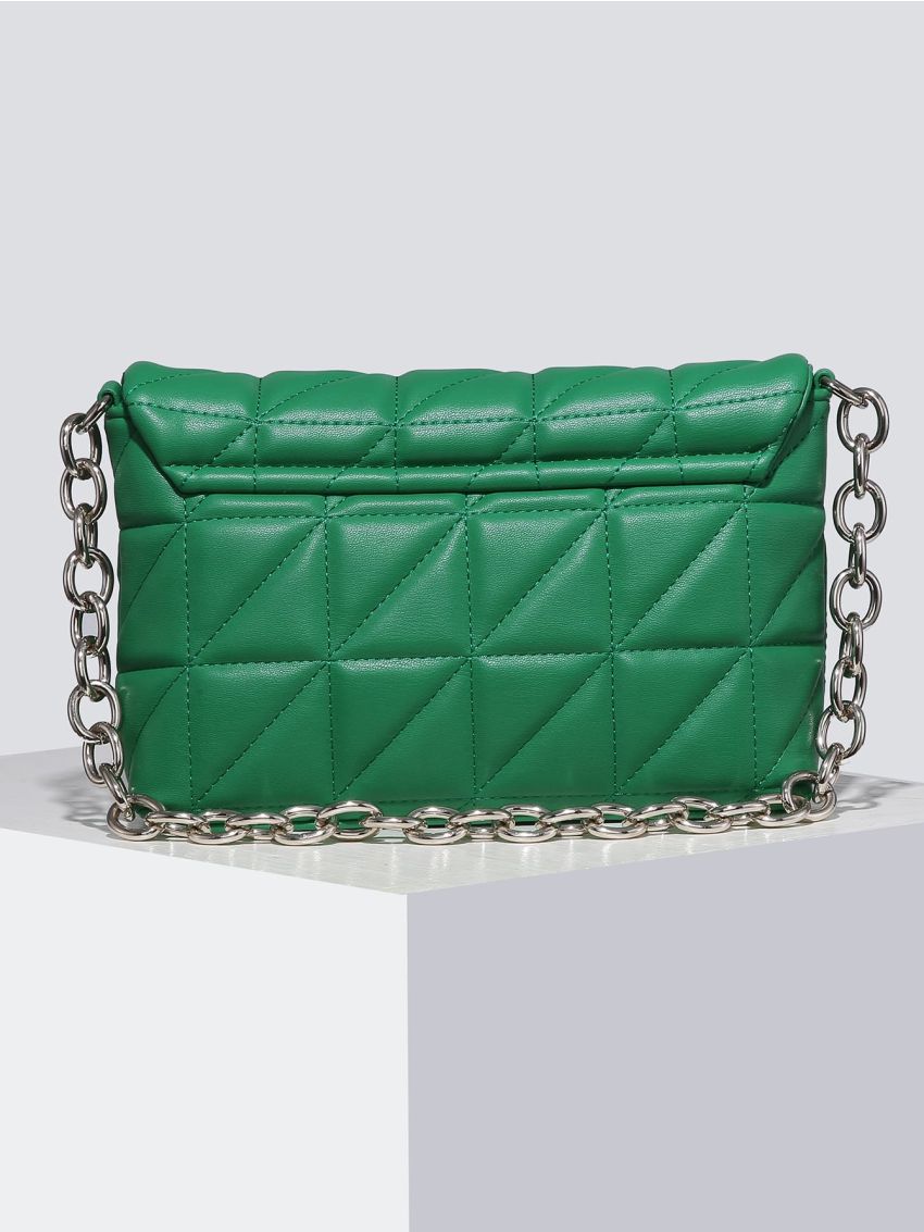 Textured Chain Flap Shoulder Bag