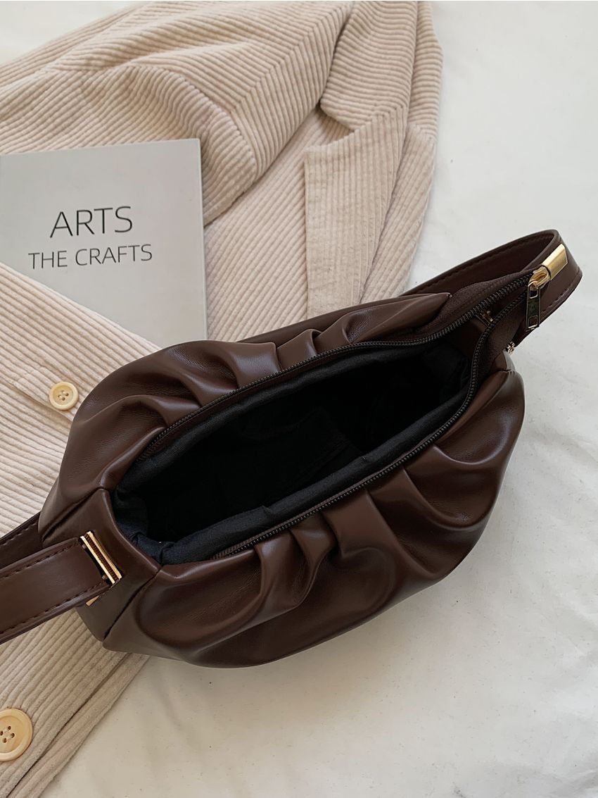 Minimalist Ruched Design Shoulder Bag