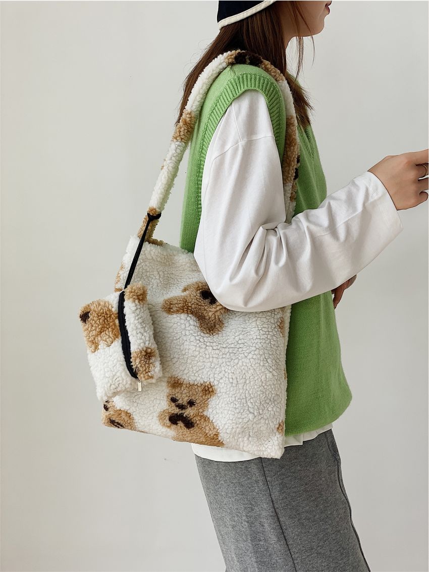 Cartoon Graphic Bucket Bag With Inner Pouch