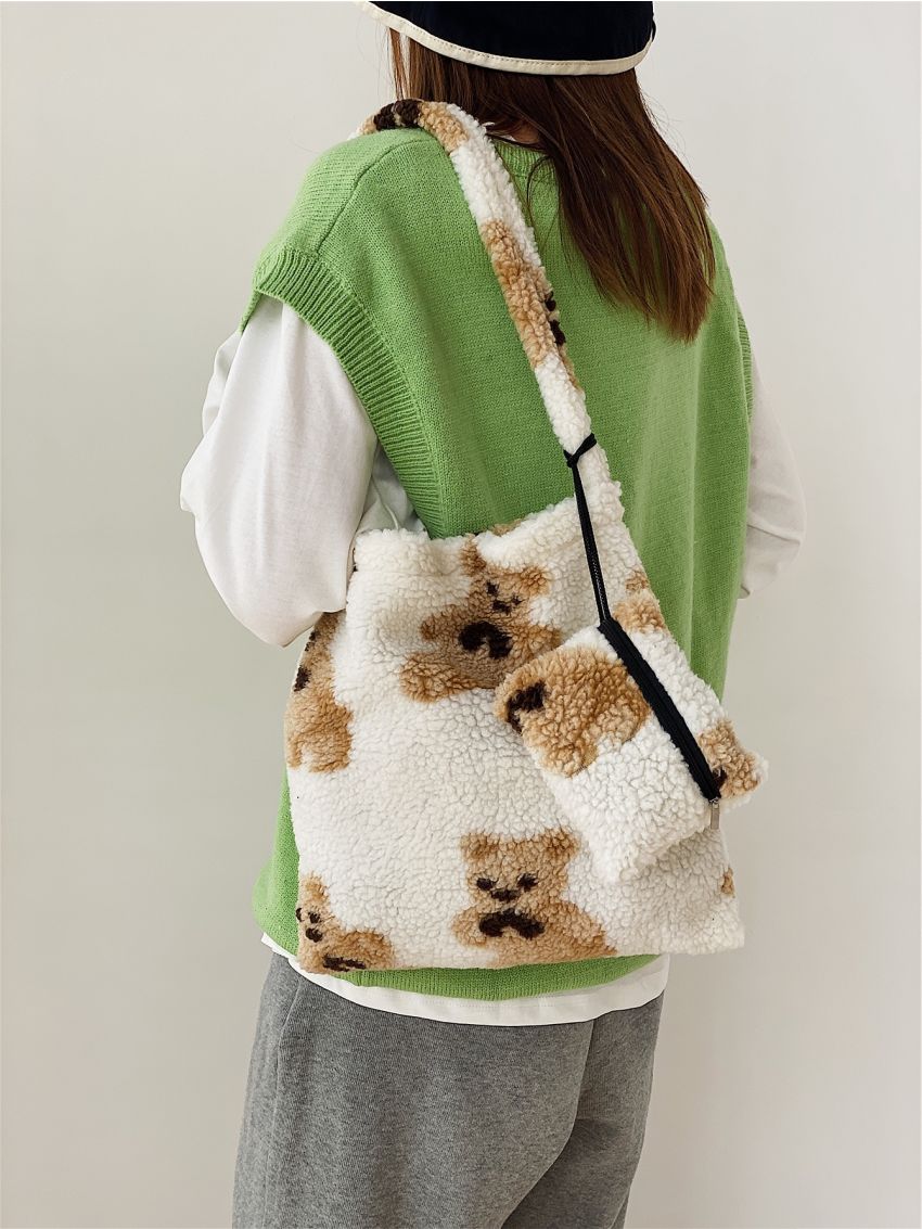 Cartoon Graphic Bucket Bag With Inner Pouch