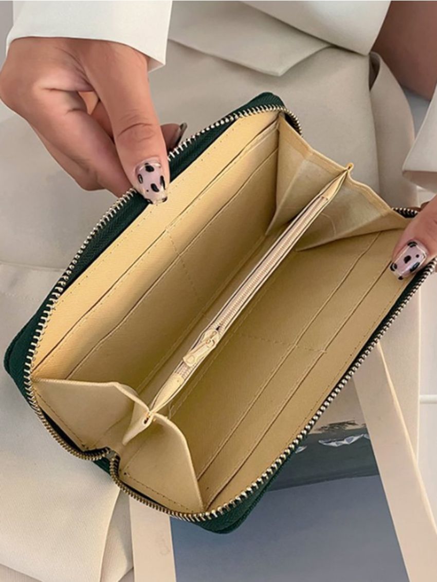 Croc Embossed Zip Around Long Wallet