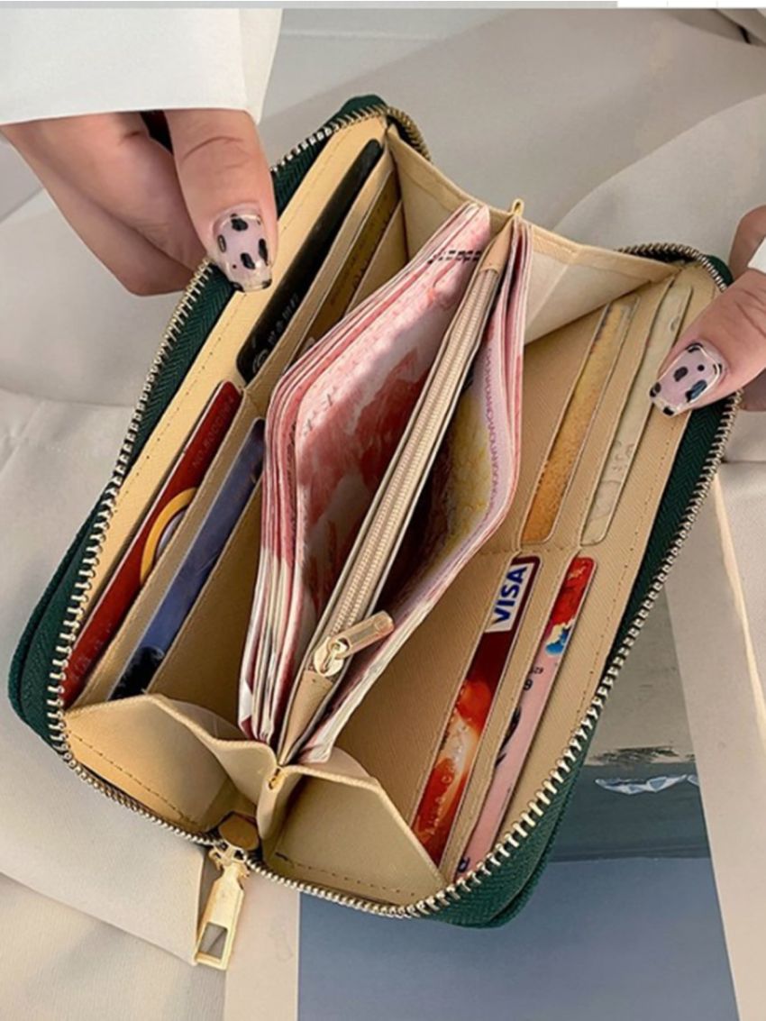 Croc Embossed Zip Around Long Wallet