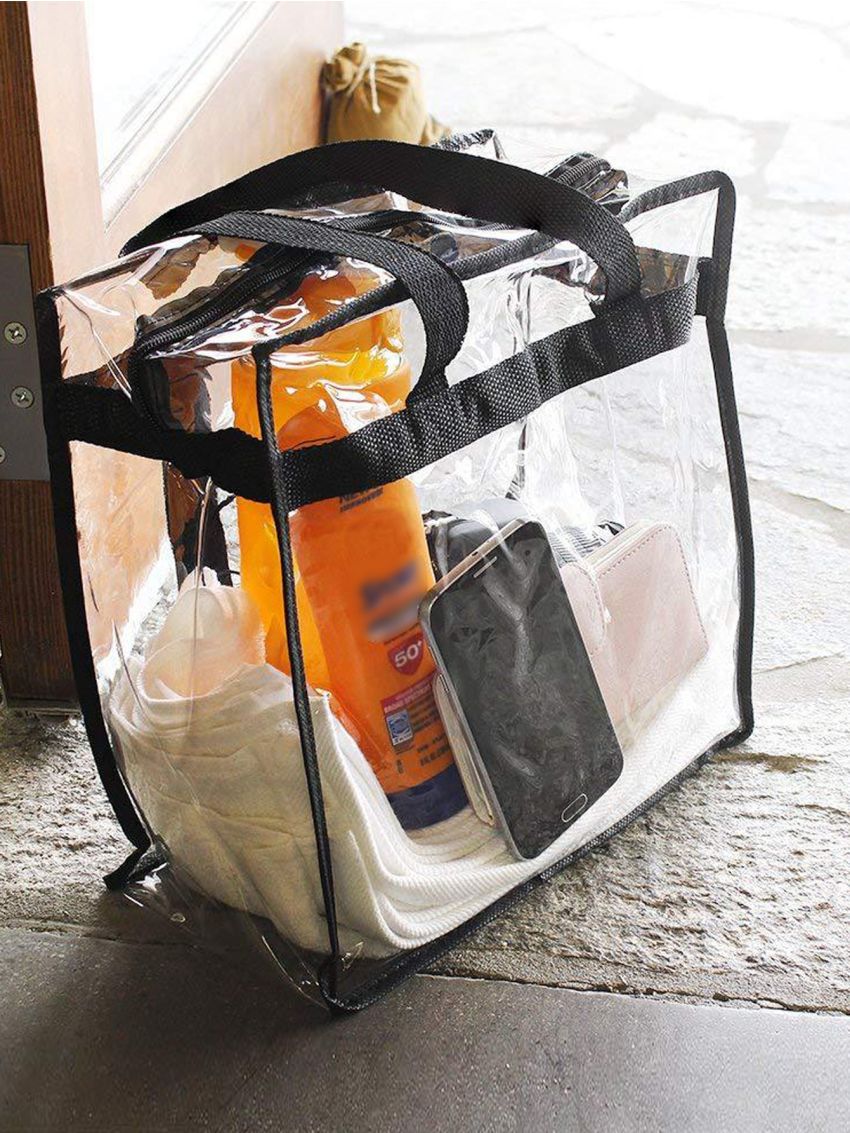 Contrast Binding Clear Tote Bag