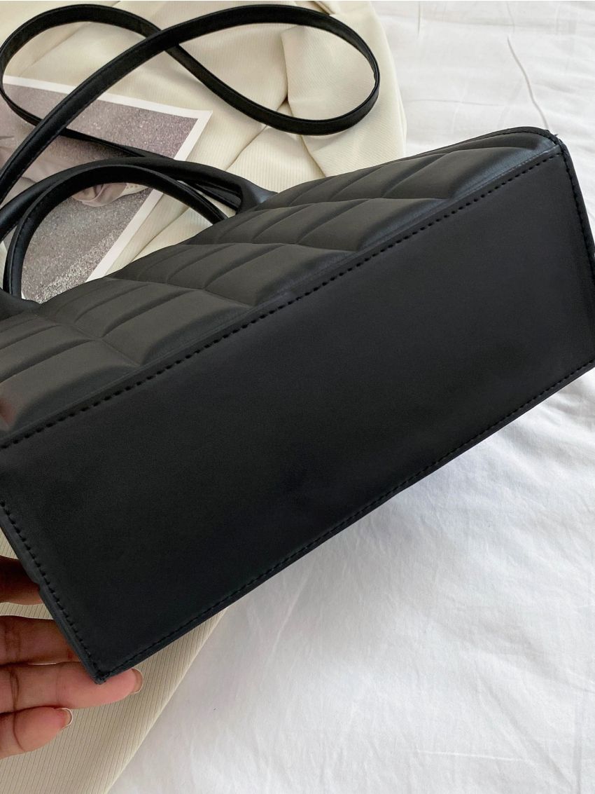 Solid Embossed Satchel Bag