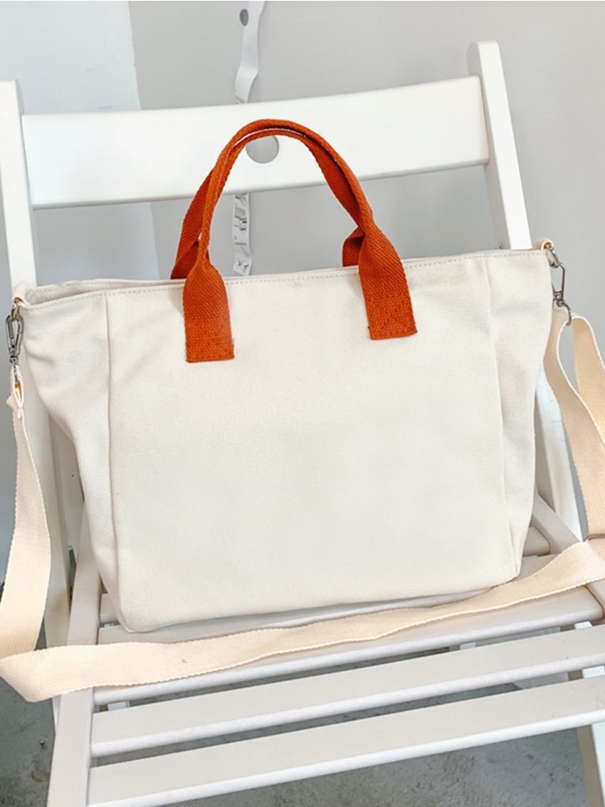 Cartoon & Letter Graphic Top Handle Bag