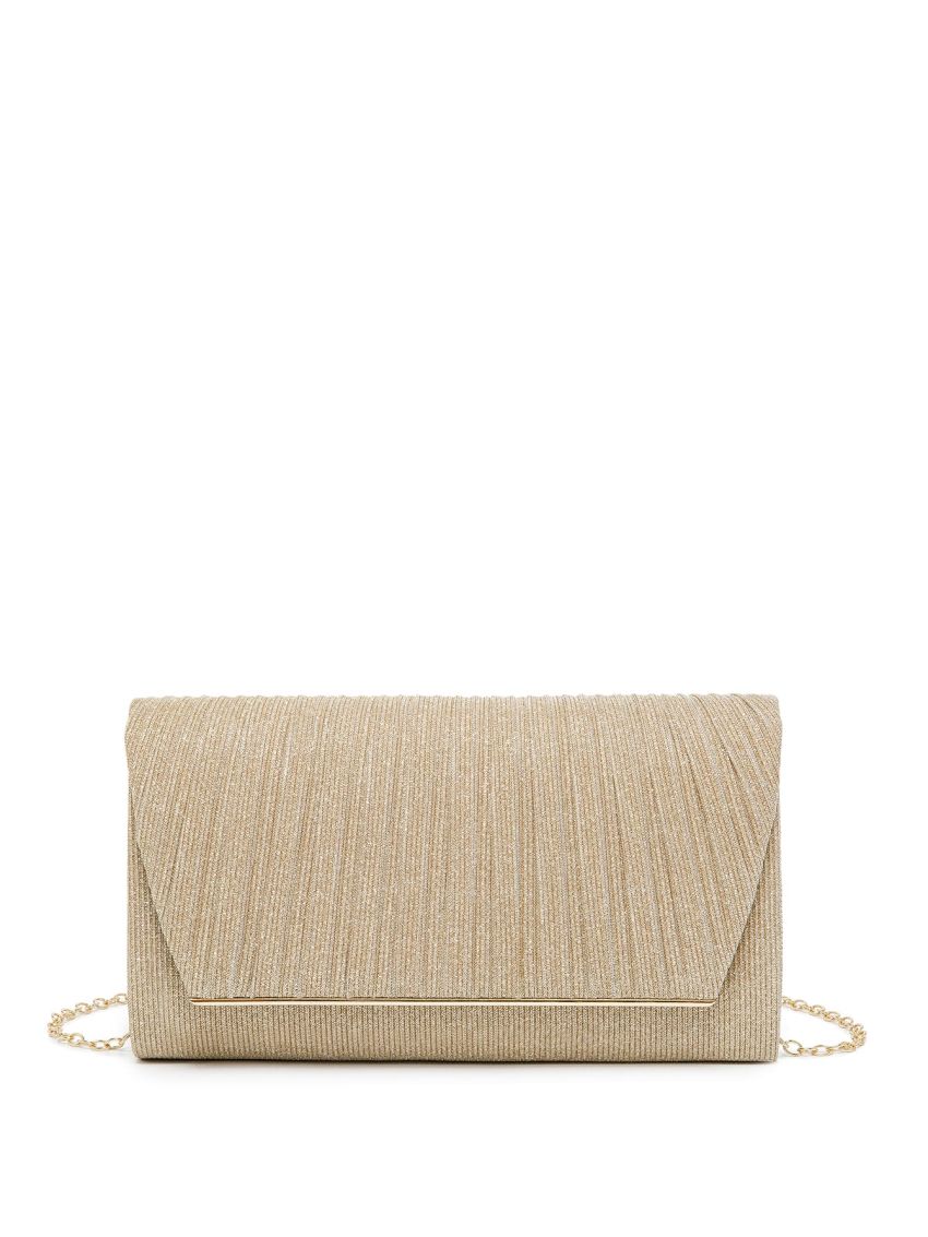 Glitter Chain Flap Evening Bag