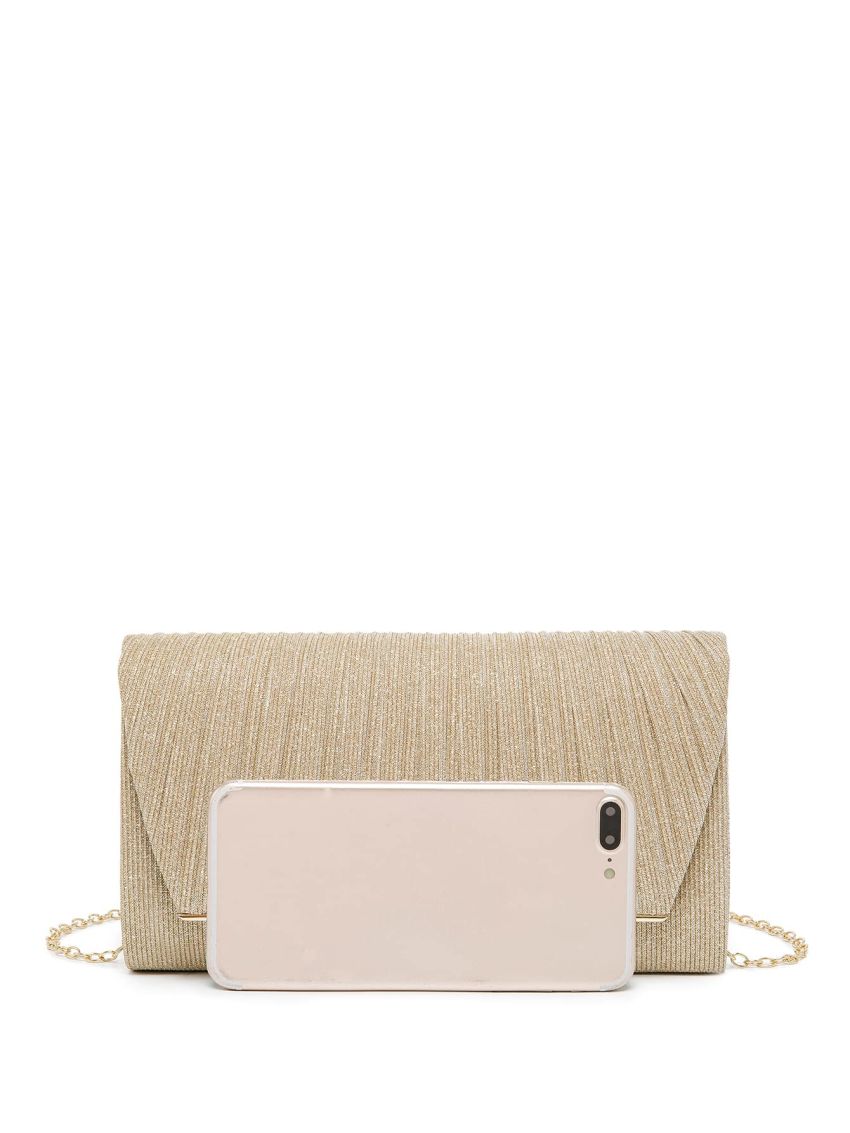 Glitter Chain Flap Evening Bag