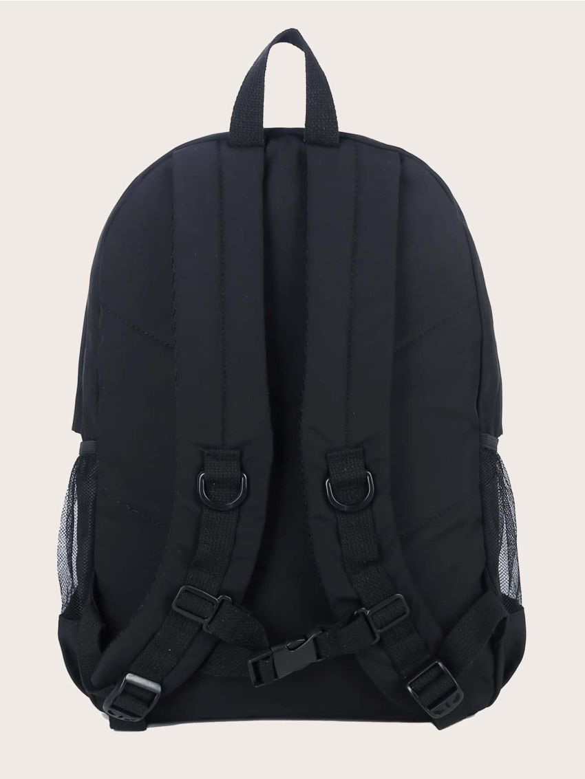 Knot Decor Side Pocket Backpack With Bag Charm