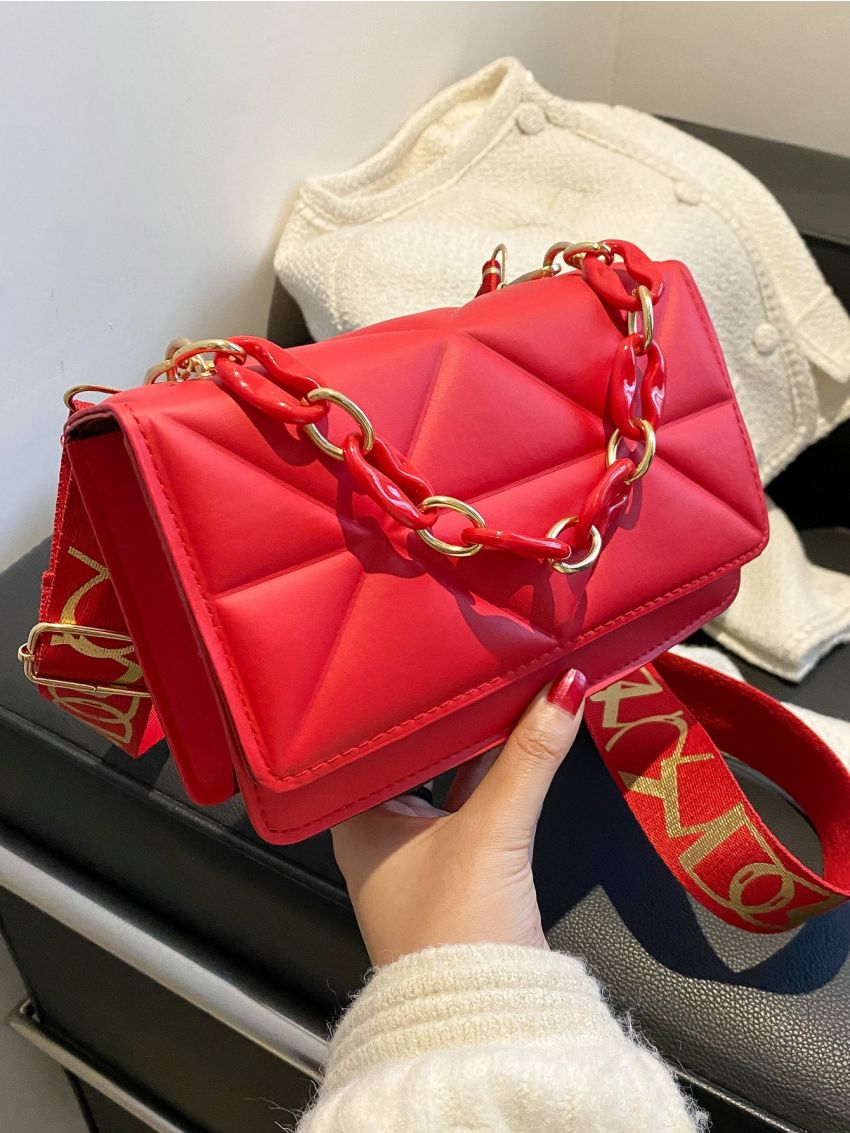 Mini Stitch Detail Flap Chain Square Bag