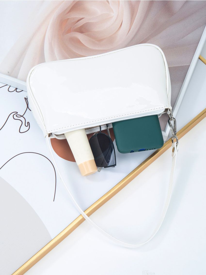 Artificial Patent Leather Baguette Bag