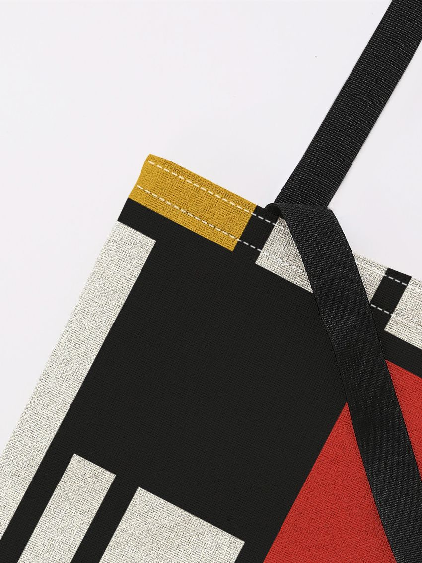 Colorblock Geometric Graphic Shopper Bag