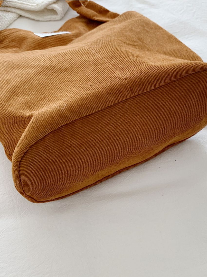 Letter Patch Shoulder Tote Bag