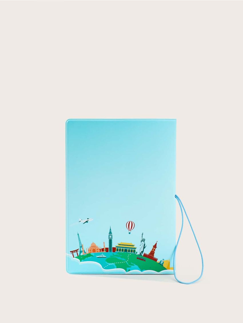 Letter & Cartoon Graphic Passport Case