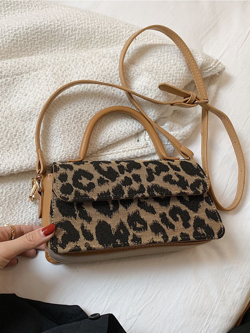 Leopard Pattern Flap Square Bag