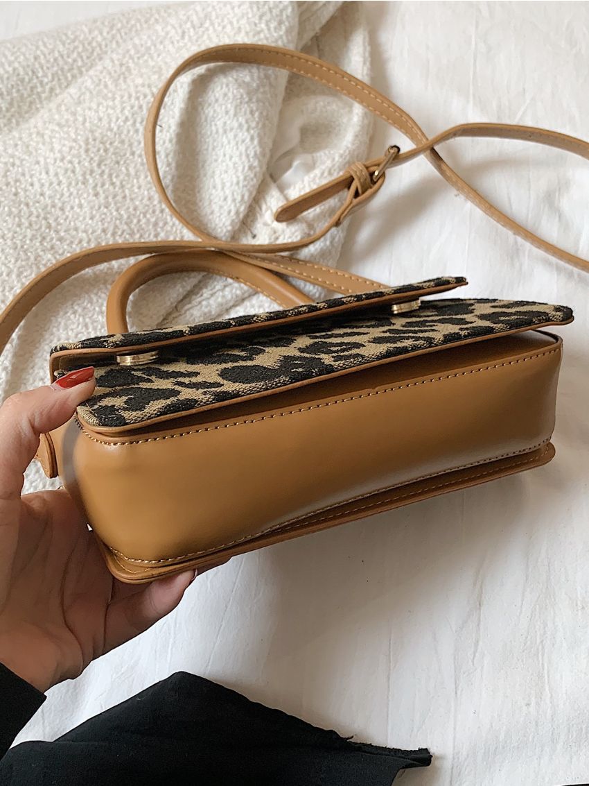Leopard Pattern Flap Square Bag