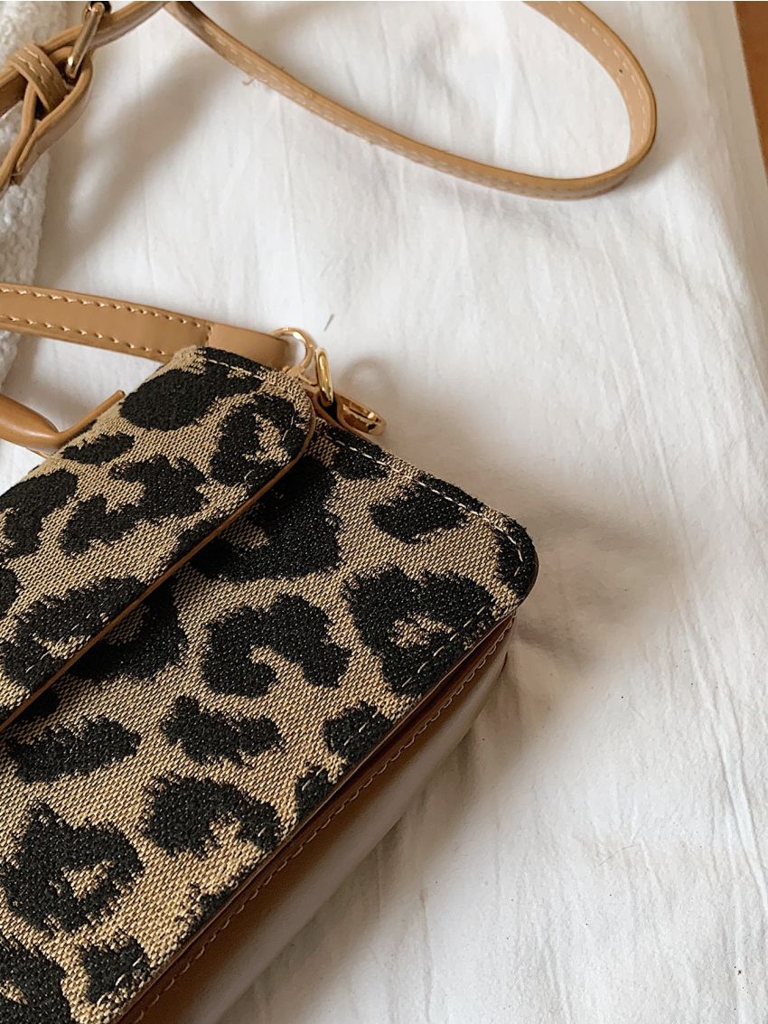Leopard Pattern Flap Square Bag