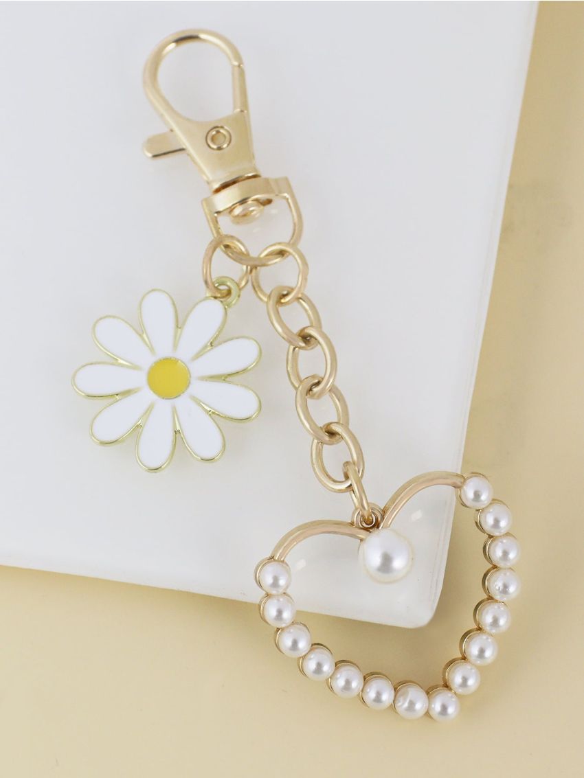 Flower & Heart Decor Bag Charm