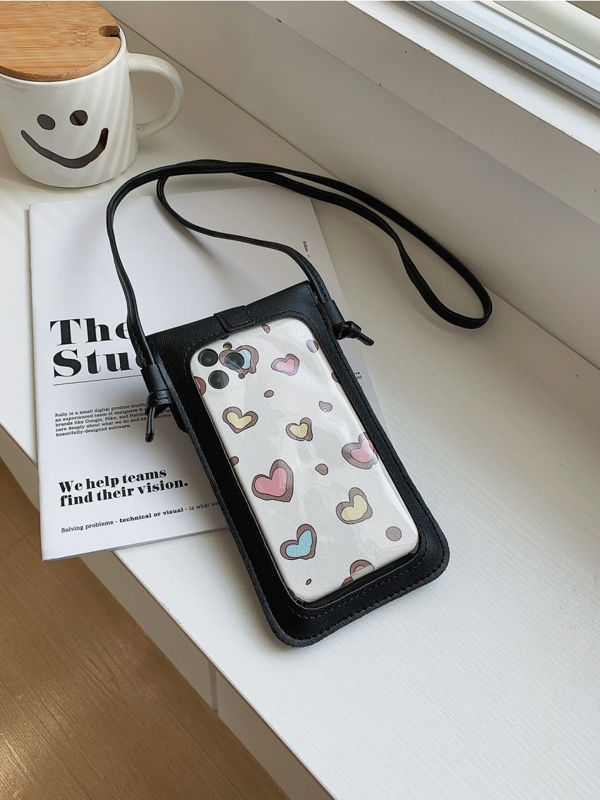 Mini Clear Detail Push Lock Phone Bag