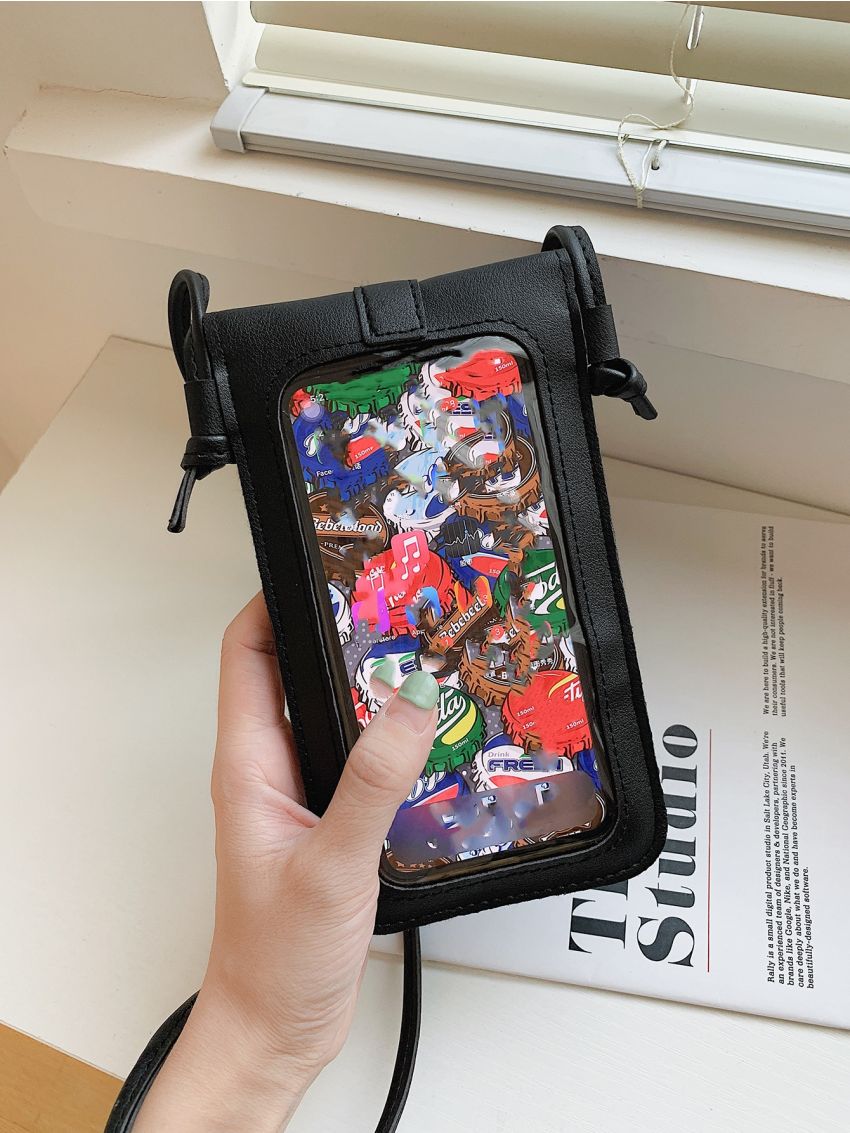 Mini Clear Detail Push Lock Phone Bag