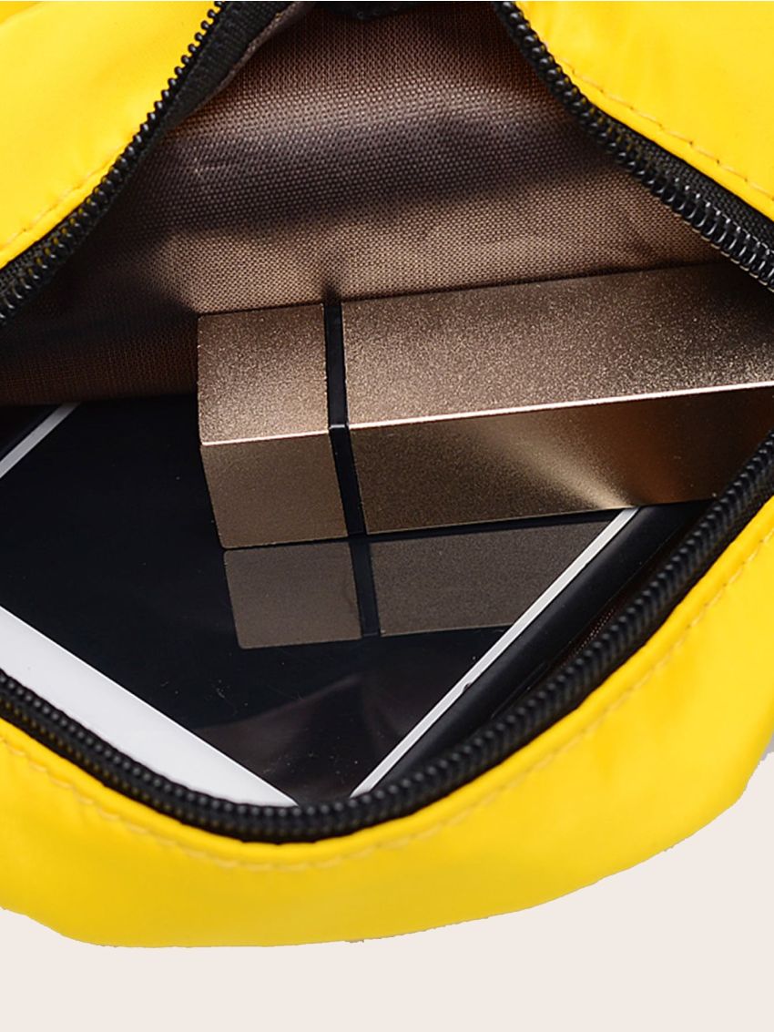 Mini Letter Patch Zip Front Square Bag