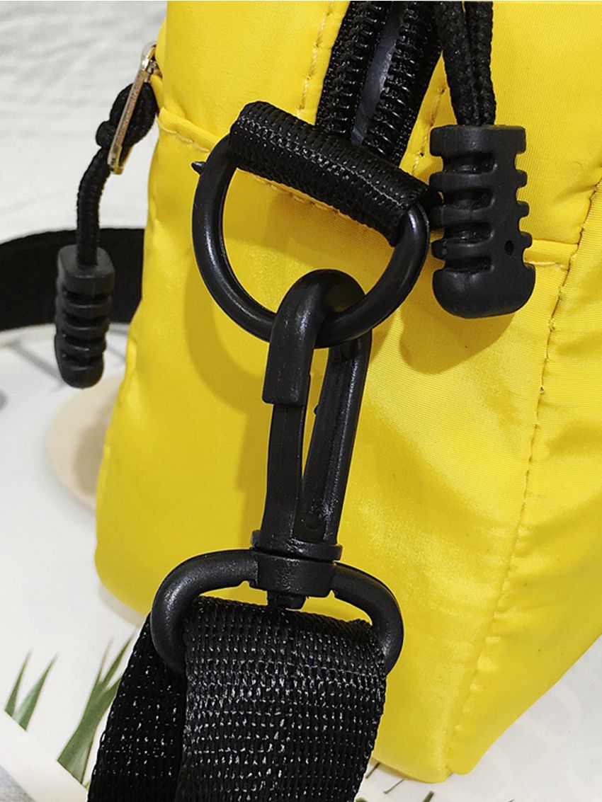 Mini Letter Patch Zip Front Square Bag