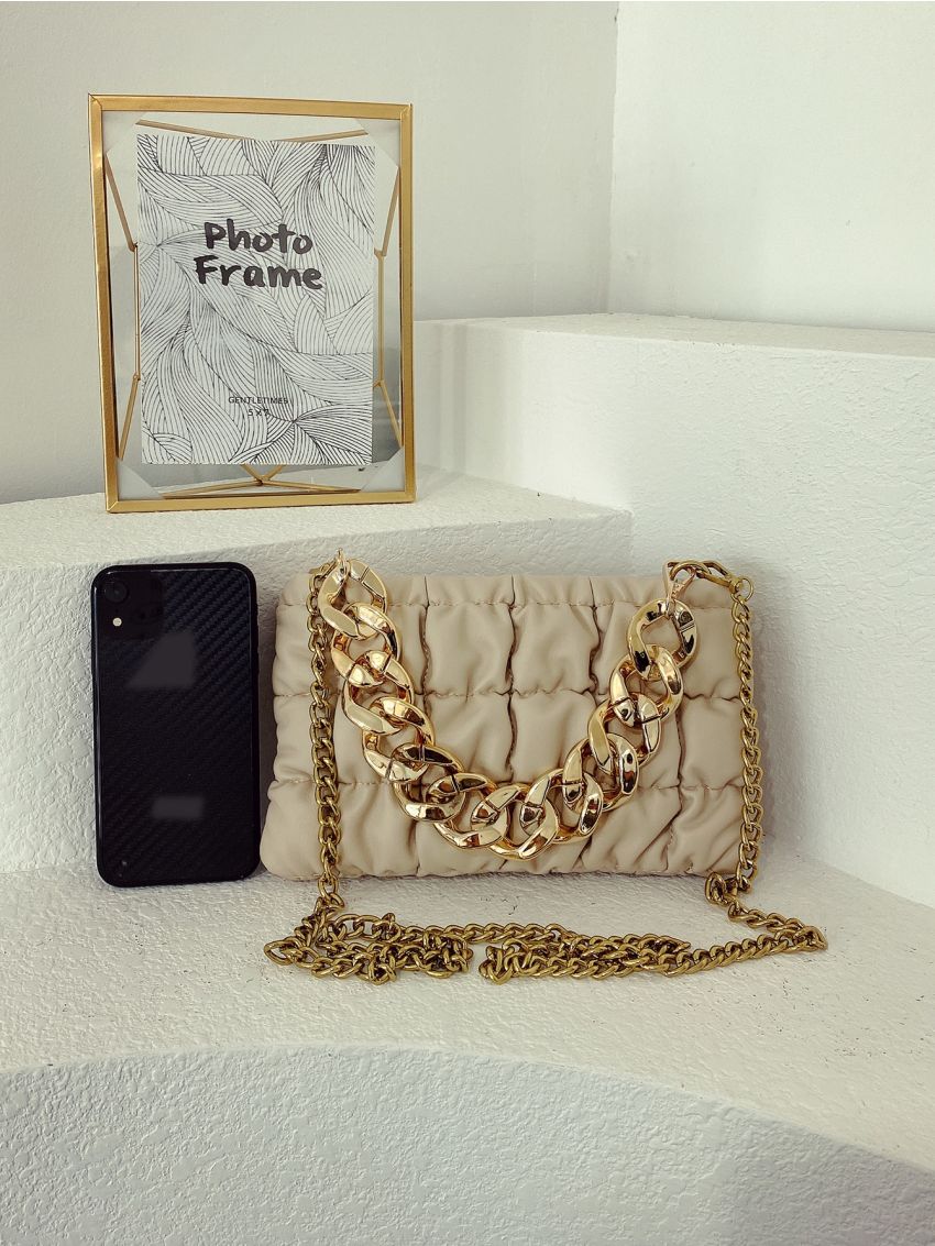 Minimalist Chain Ruched Bag
