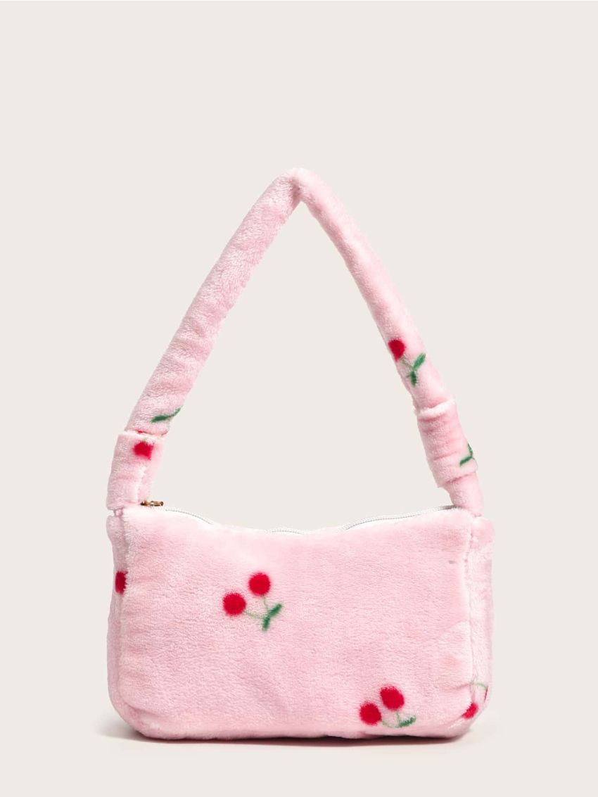 Leopard Pattern Fluffy Baguette Bag