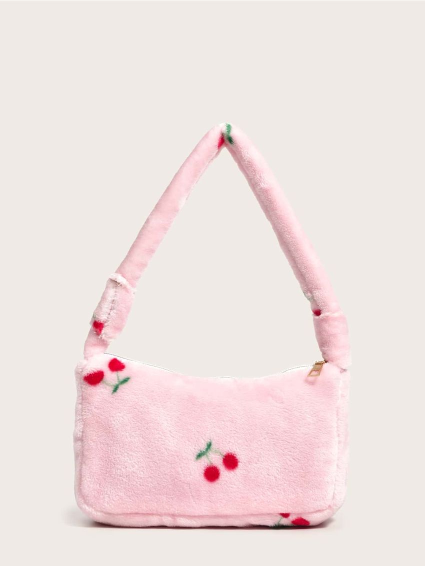 Leopard Pattern Fluffy Baguette Bag