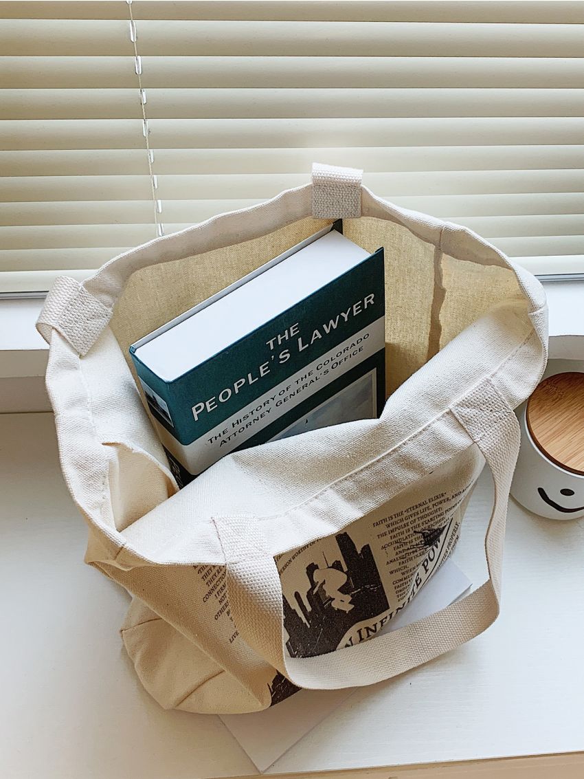 Newspaper Graphic Shopper Bag