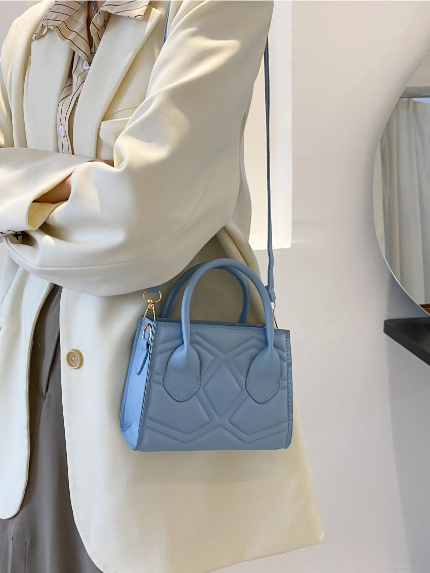 Mini Solid Quilted Satchel Bag