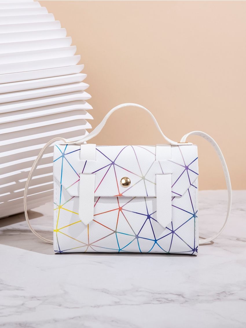 Mini Colorblock Geo Graphic Flap Square Bag