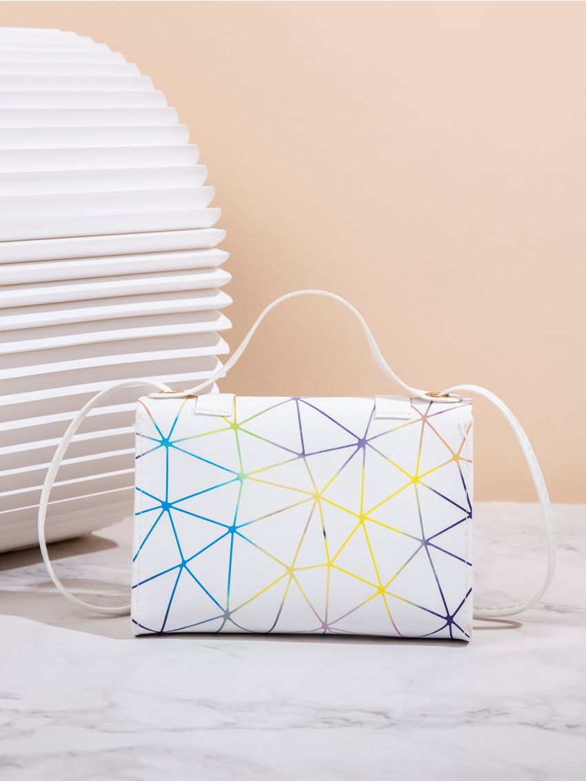 Mini Colorblock Geo Graphic Flap Square Bag