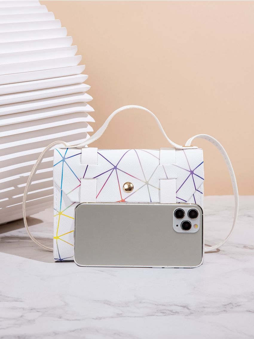 Mini Colorblock Geo Graphic Flap Square Bag