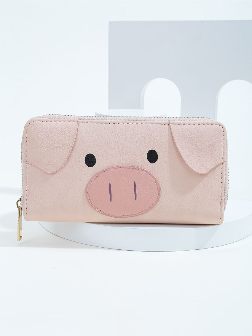 Cartoon Pig Design Long Wallet