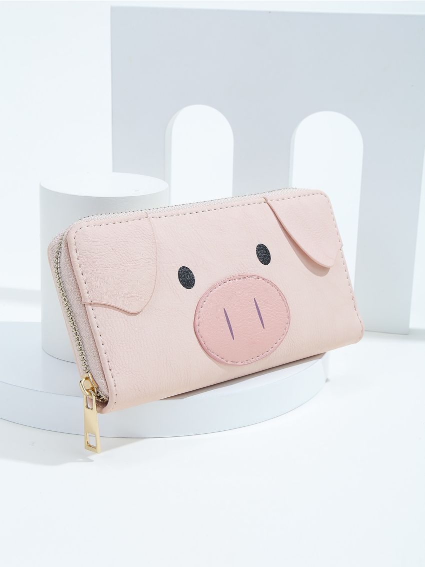 Cartoon Pig Design Long Wallet