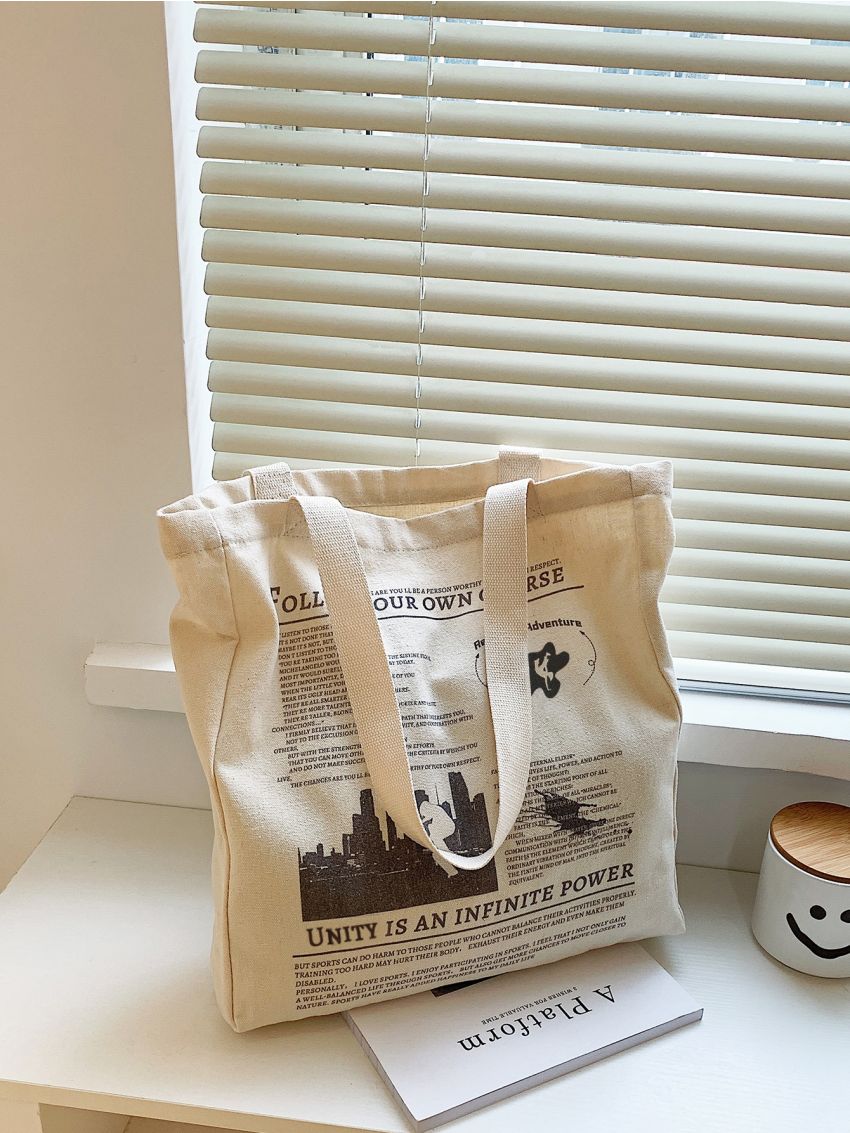 Newspaper Graphic Shopper Bag
