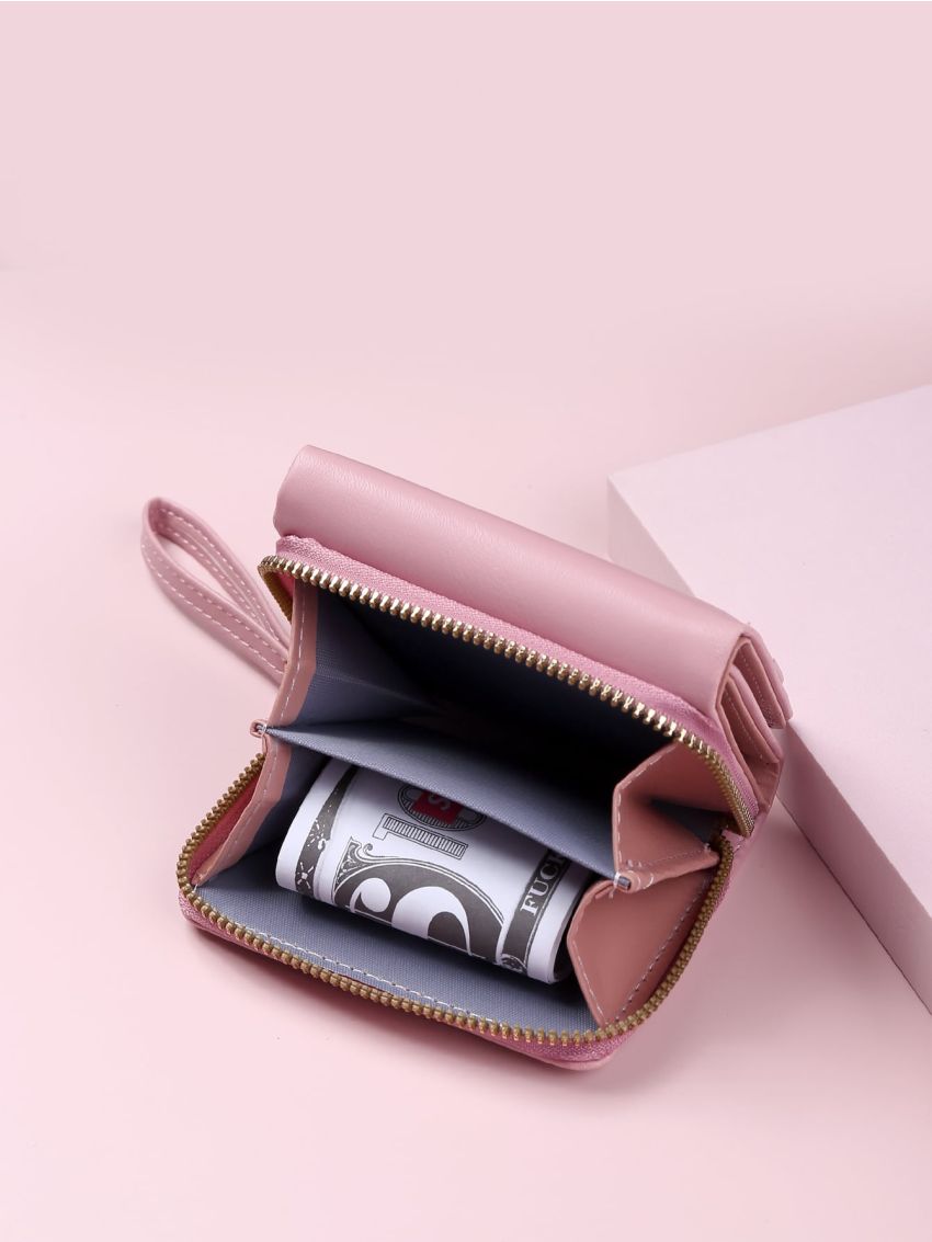 Metal Decor Floral Graphic Small Wallet