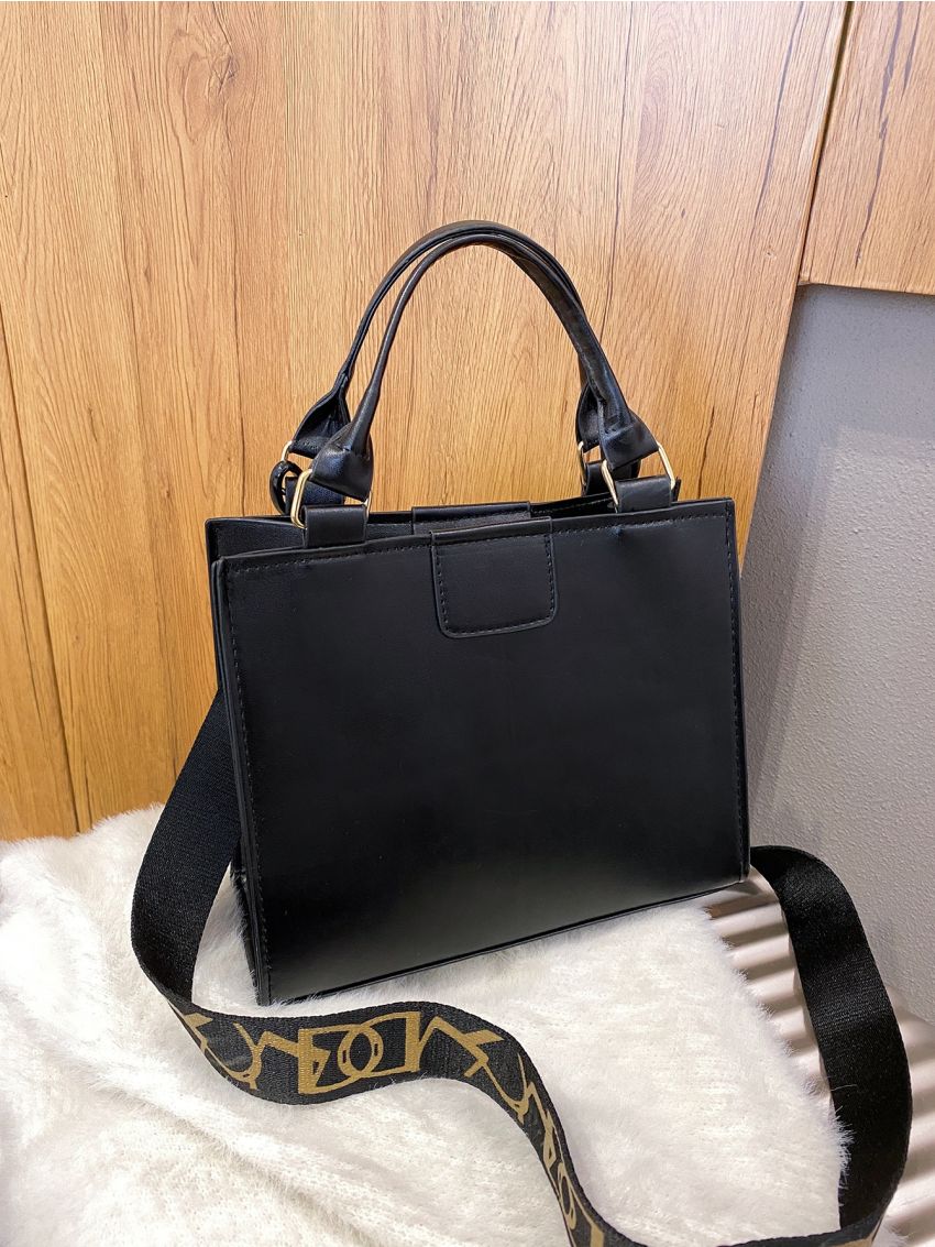 Embossed Chain Decor Satchel Bag