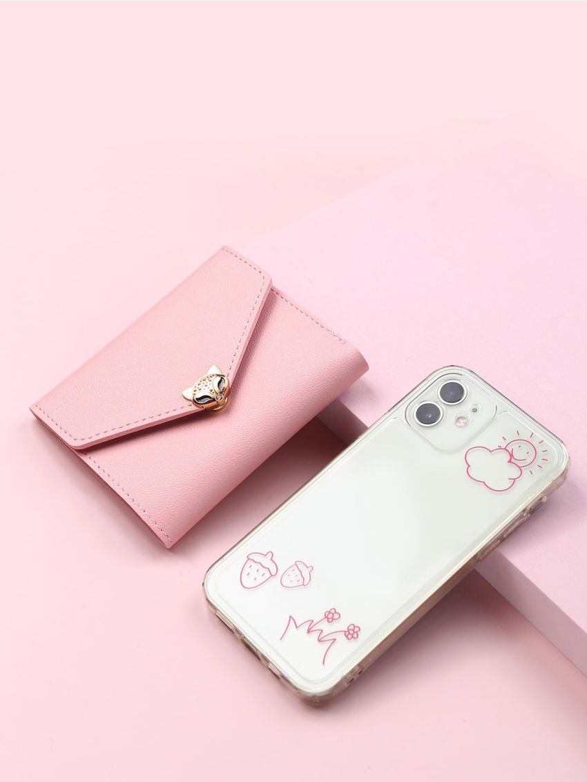 Metal Decor Fold Over Wallet