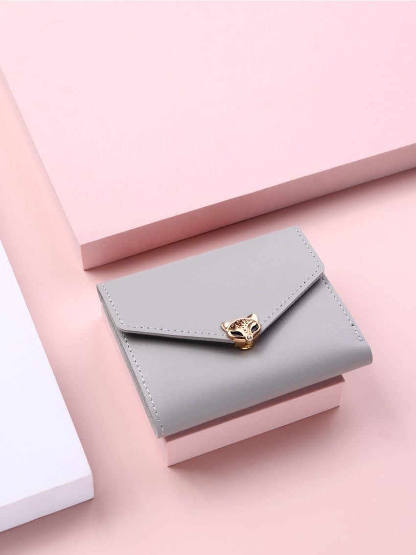 Metal Decor Fold Over Wallet