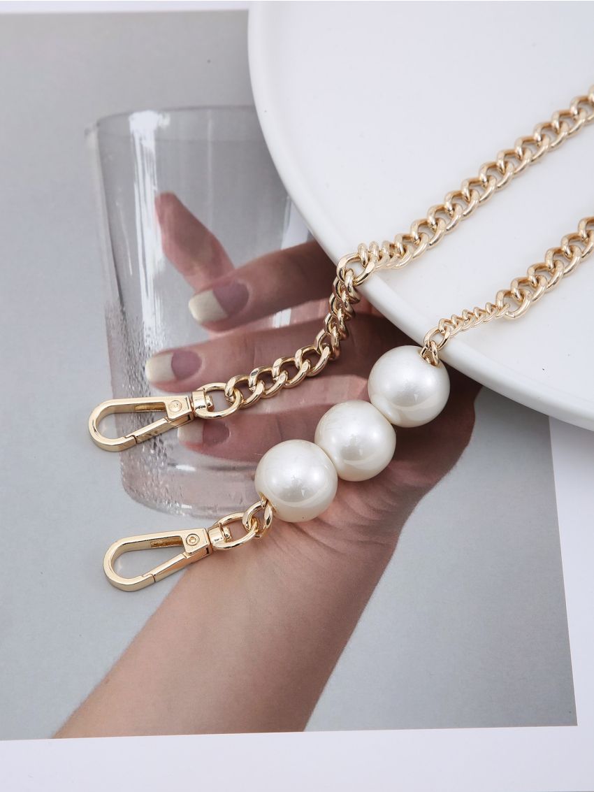 Faux Pearl Decor Bag Strap