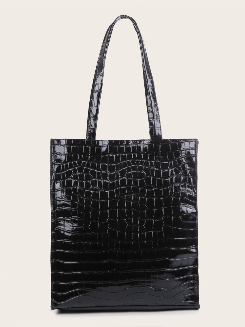 Croc Embossed Shoulder Tote Bag