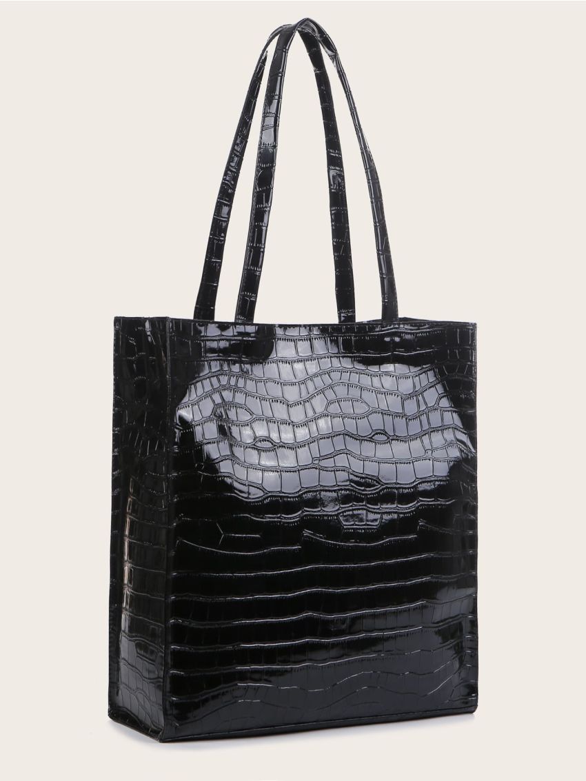 Croc Embossed Shoulder Tote Bag
