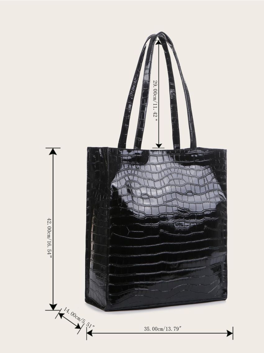 Croc Embossed Shoulder Tote Bag