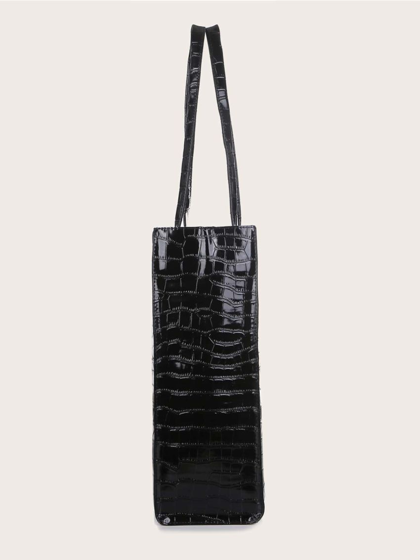 Croc Embossed Shoulder Tote Bag