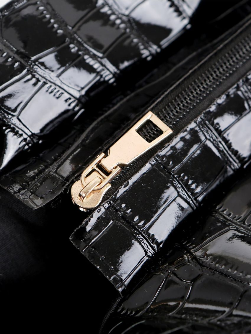 Croc Embossed Shoulder Tote Bag