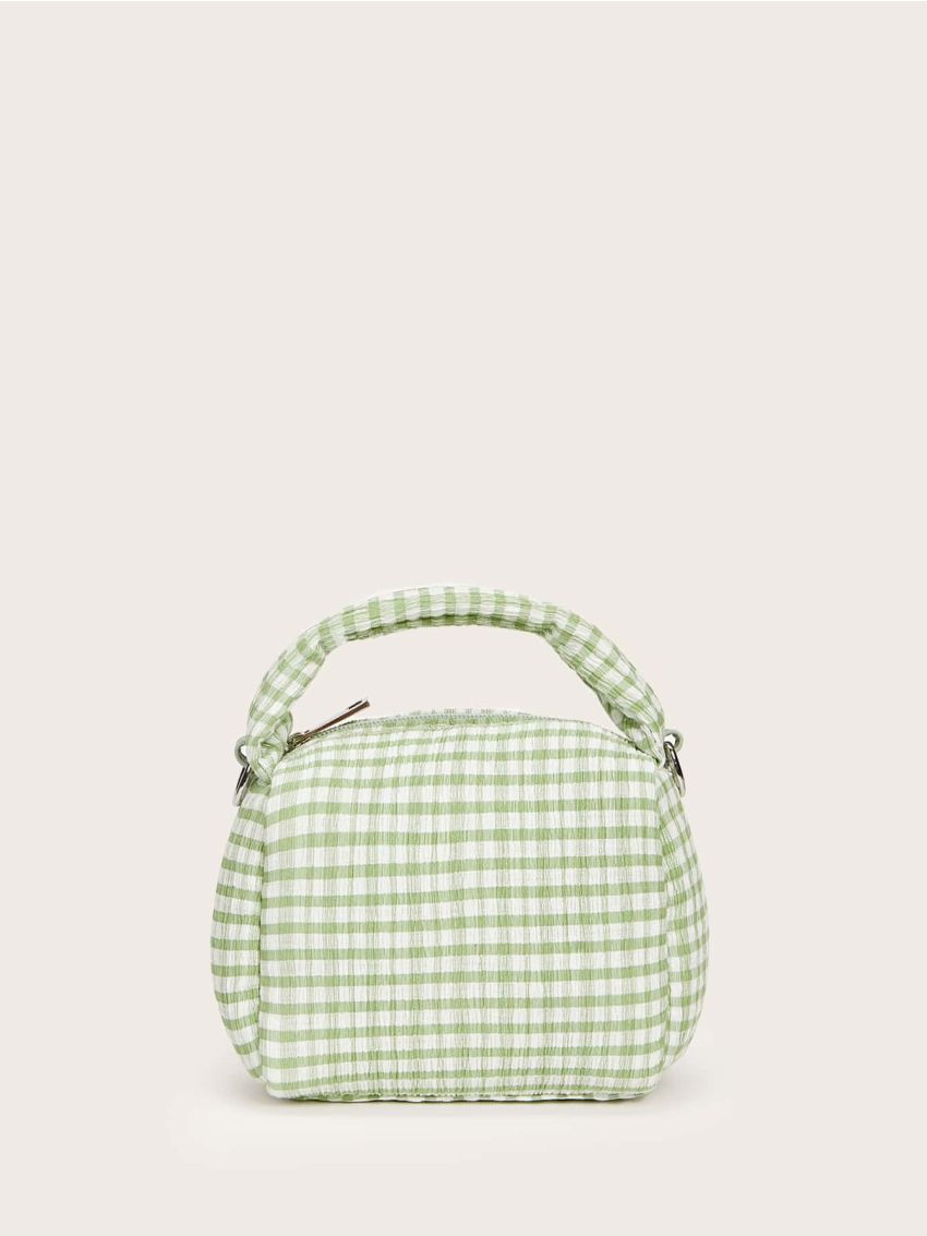 Plaid Pattern Satchel Bag