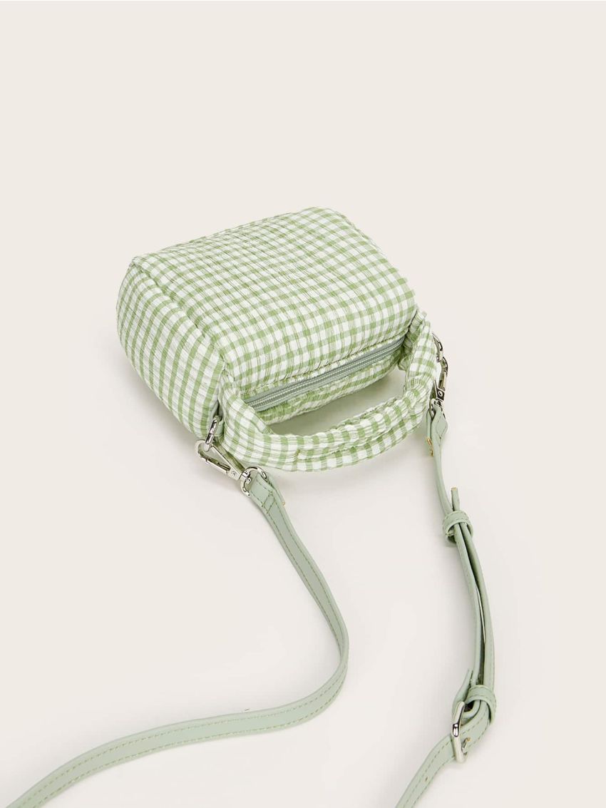 Plaid Pattern Satchel Bag
