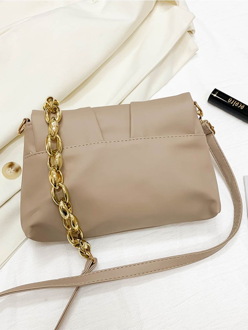 Ruched Decor Flap Square Bag